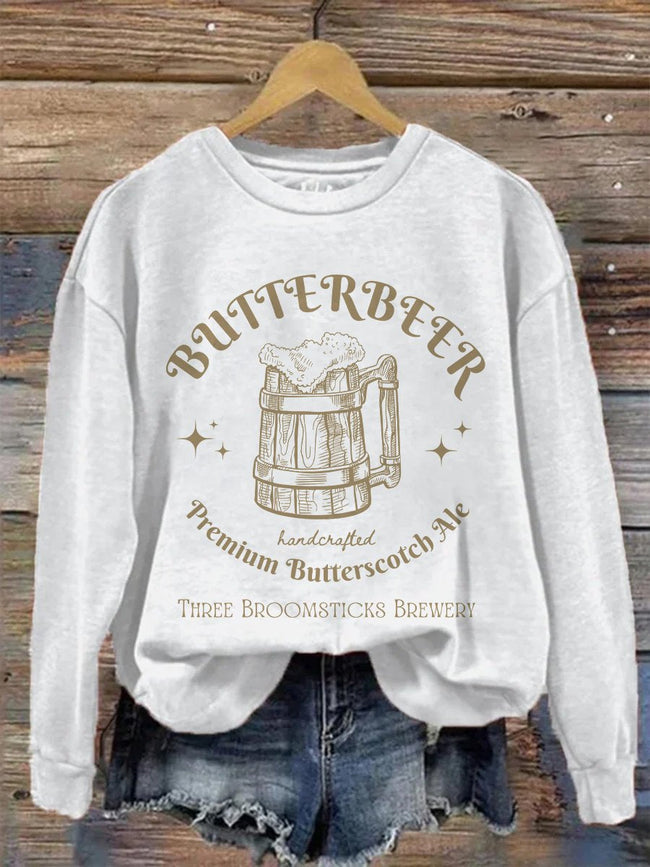 Butterbeer Harry Fandom Wizard School Vintage Beer Bookish Shirt Dark Academia Remus Lupin Casual Print Sweatshirt