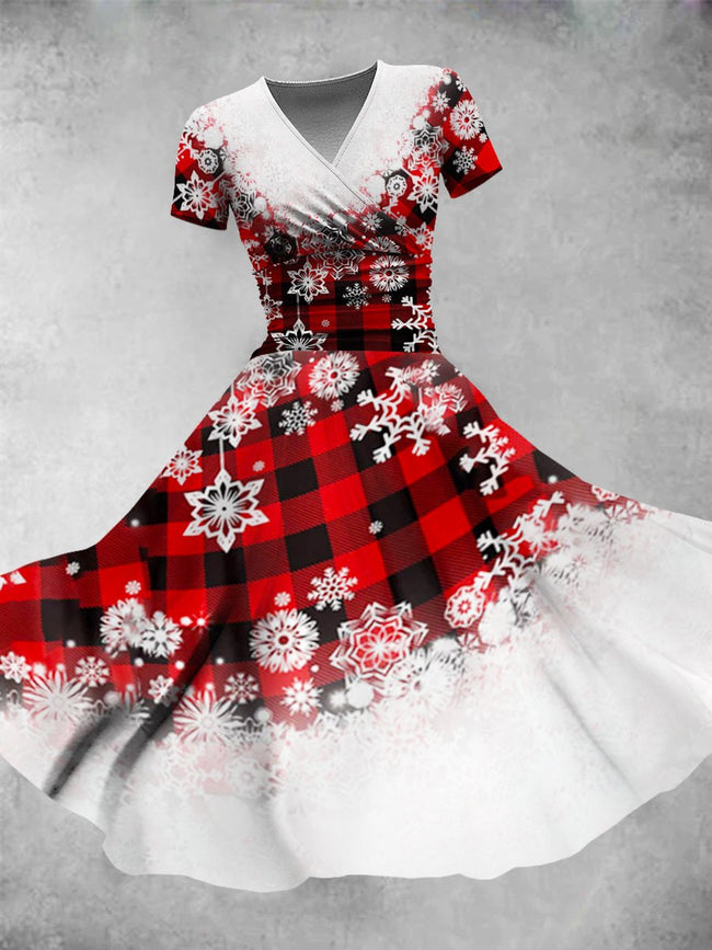 Women's  Christmas Vintage Print Maxi Dress