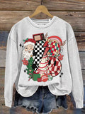 Christmas Cute Santa Art Print Casual Sweatshirt