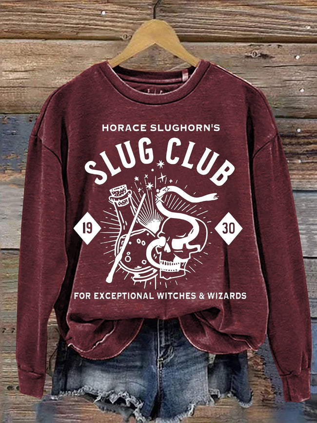 Women's Magic Slug Club Wizard Book Store Print Casual Sweatshirt
