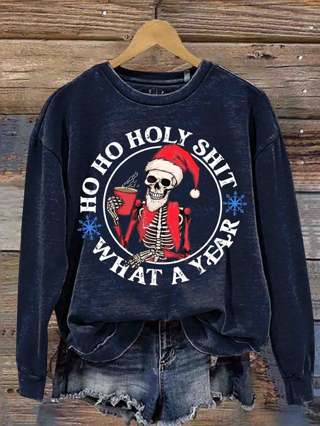 Skeleton Santa Claus Christmas Casual  Sweatshirt