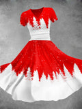 Women's Glitter Christmas Snowflake Print Casual Dress