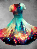 Women's Glitter Christmas Tree Print Casual Dress