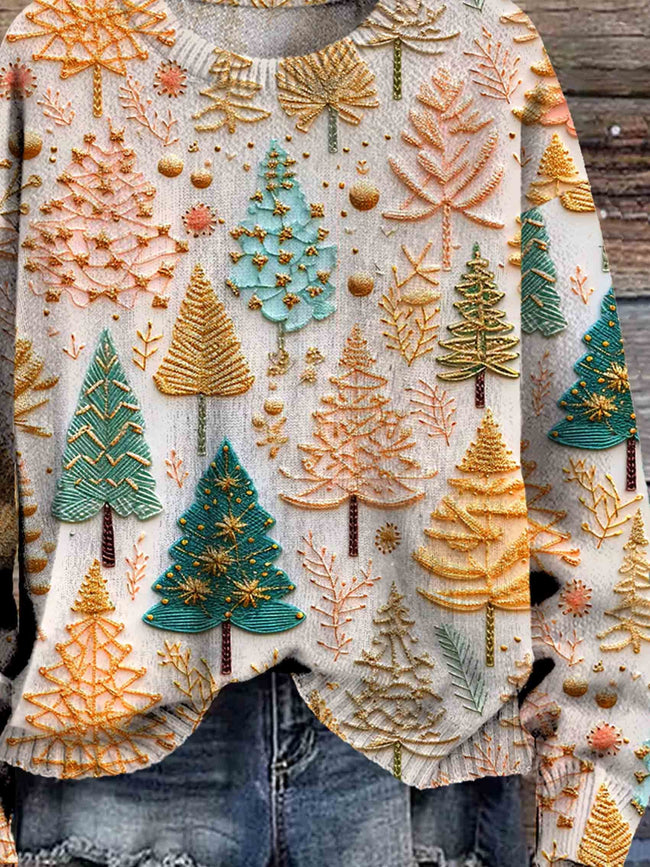 Christmas Tree  Art Print Knit Pullover Sweater