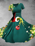 Women's  Christmas Vintage Print Maxi Dress