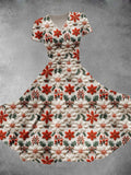 Women's Christmas Gift Flower Print Design Maxi Dress