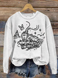 Women's Magic School Wizard Train Print Casual Sweatshirt