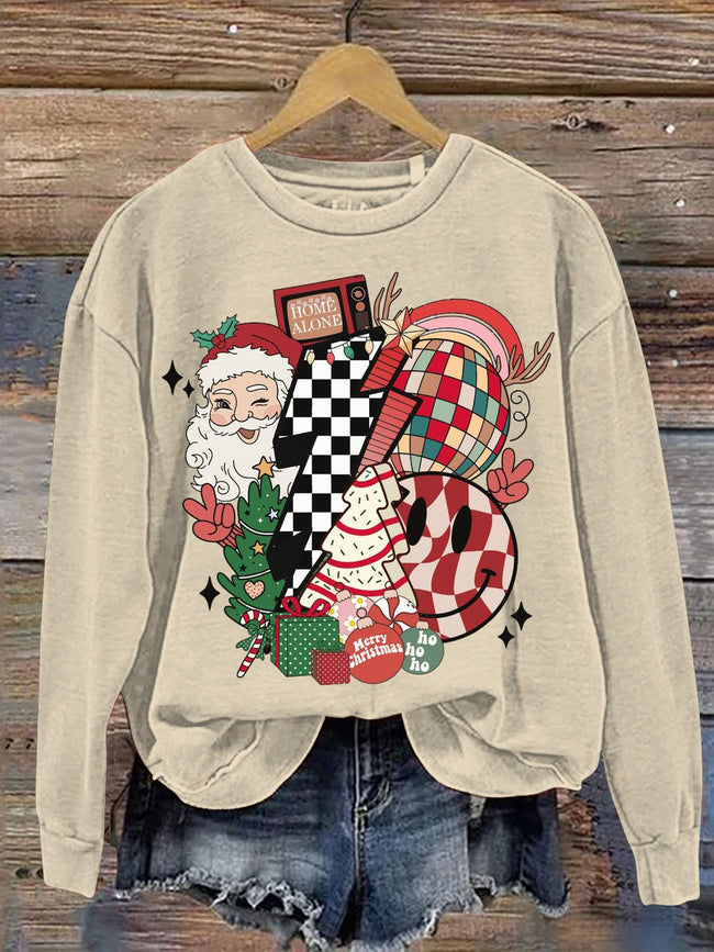 Christmas Cute Santa Art Print Casual Sweatshirt