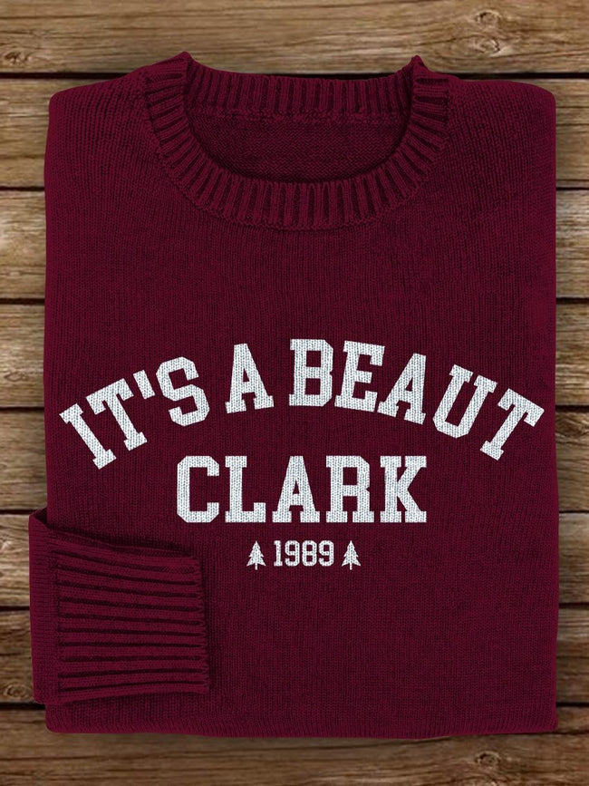 It's A Beaut Clark Christmas Print Knit Pullover Sweater